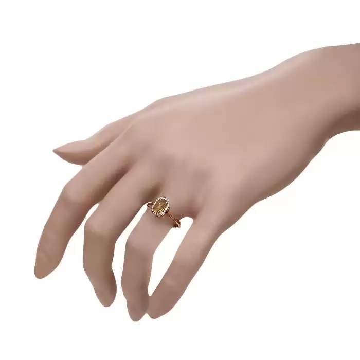 SKU-44396 / Δαχτυλίδι Ροζ Χρυσός Κ18 με Διαμάντια & Ζαφείρι