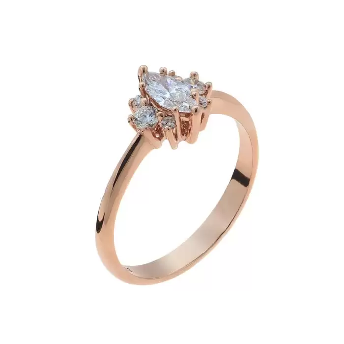 SKU-44772 / Δαχτυλίδι Ροζ Χρυσός Κ18 με Διαμάντια