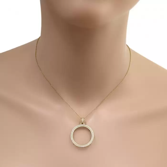 Μενταγιόν Λιροθήκη Χρυσός Κ14 με Ζιργκόν SKU-44160