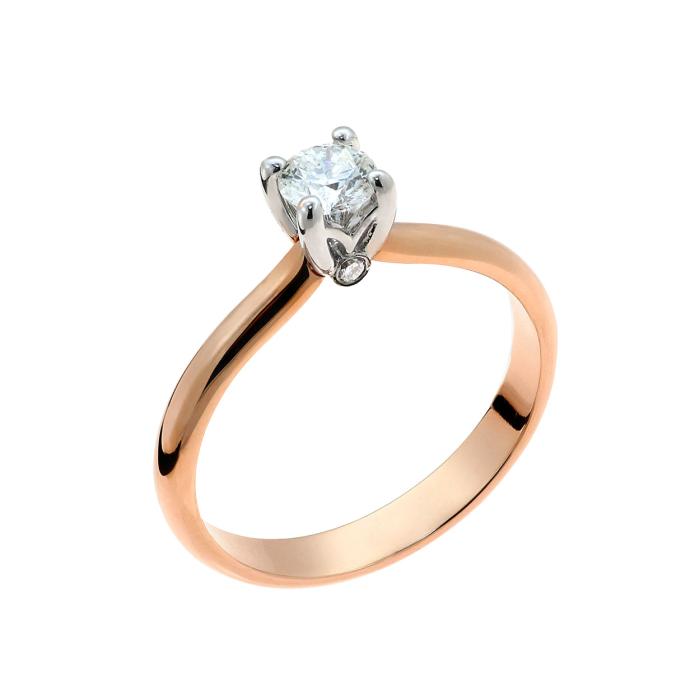 SKU-44924 / Μονόπετρο Δαχτυλίδι Λευκόχρυσος & Ροζ Χρυσός Κ18 με Διαμάντια 