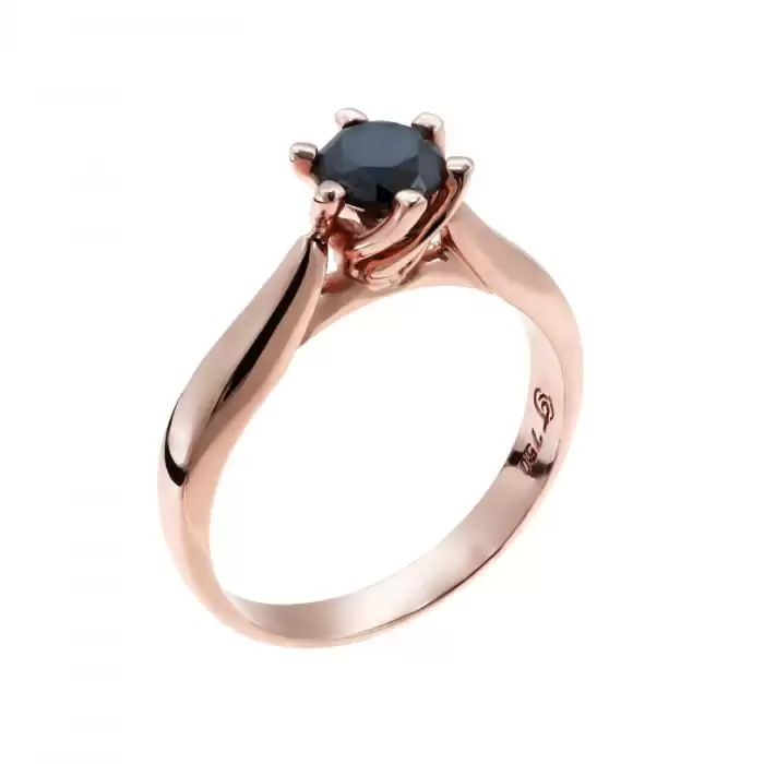SKU-44853 / Μονόπετρο Δαχτυλίδι Ροζ Χρυσός Κ18 με Μαύρο Διαμάντι