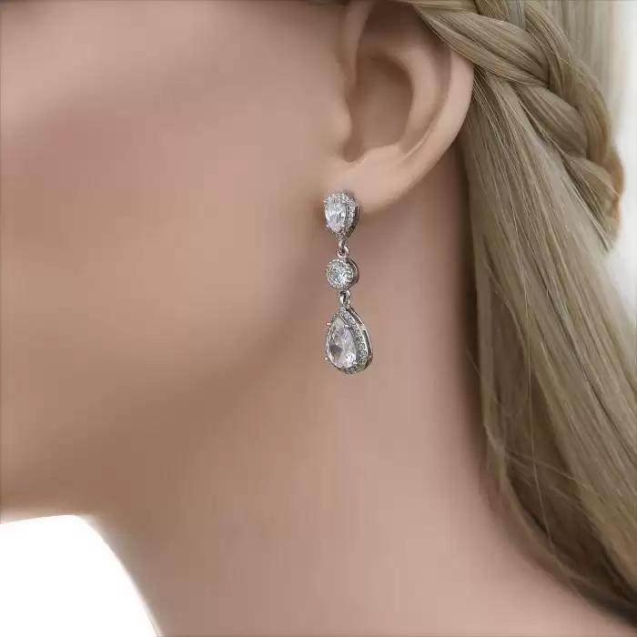 Σκουλαρίκια Κρεμαστά Δάκρυ Ασήμι 925° με Ζιργκόν SKU-44694