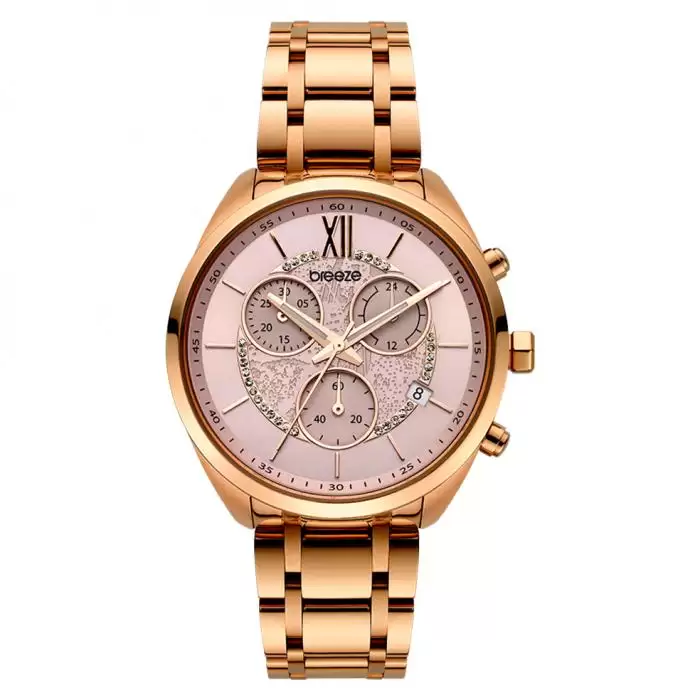 SKU-45449 / BREEZE Luxade Crystals Chronograph Rose Gold Stainless Steel Bracelet
