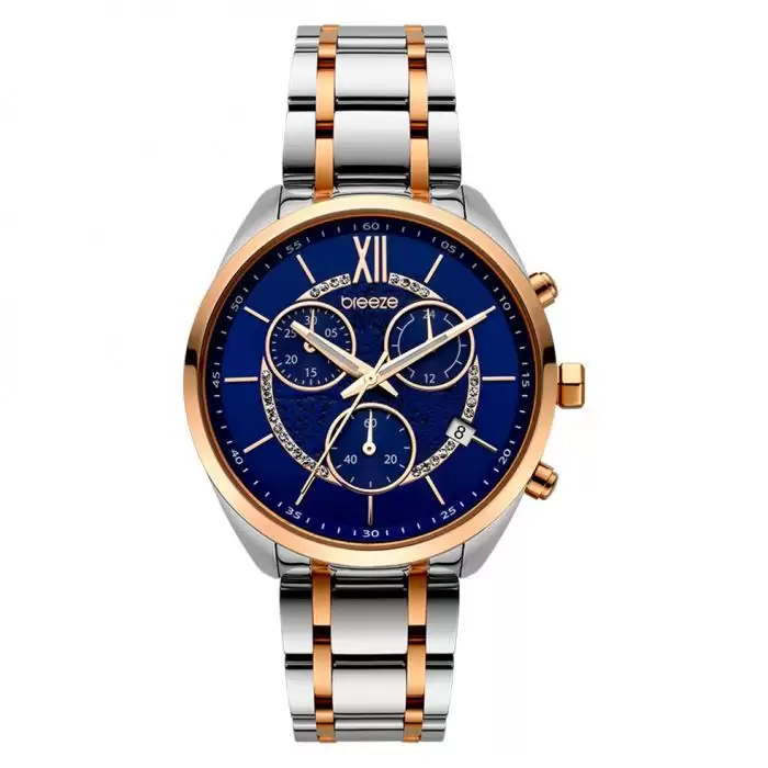 SKU-45452 / BREEZE Luxade Crystals Chronograph Two Tone Stainless Steel Bracelet