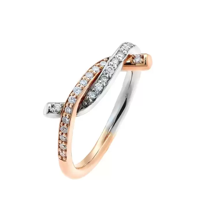 SKU-45595 / Δαχτυλίδι Λευκόχρυσος & Ροζ Χρυσός Κ18 με Διαμάντια