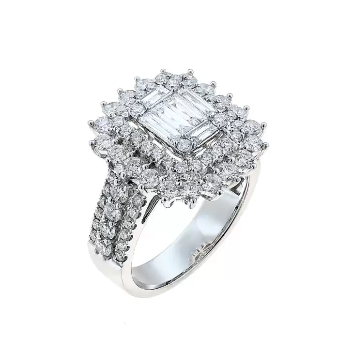SKU-45008 / Δαχτυλίδι Λευκόχρυσος Κ18 με Διαμάντια