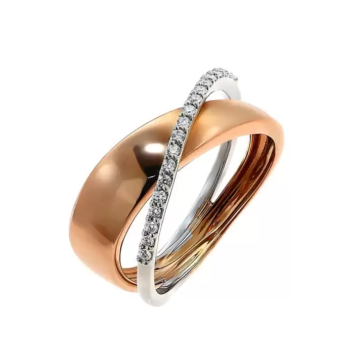 SKU-45866 / Δαχτυλίδι Ροζ Χρυσός & Λευκόχρυσος Κ18 με Διαμάντια