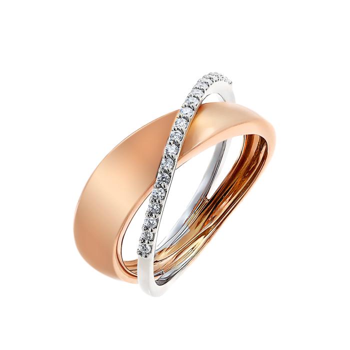 Δαχτυλίδι Ροζ Χρυσός & Λευκόχρυσος Κ18 με Διαμάντια SKU-45866