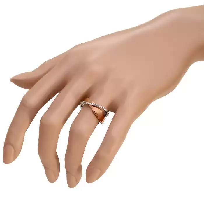 SKU-45866 / Δαχτυλίδι Ροζ Χρυσός & Λευκόχρυσος Κ18 με Διαμάντια