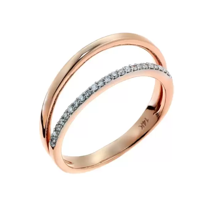 SKU-45786 / Δαχτυλίδι Ροζ Χρυσός Κ14 με Διαμάντια