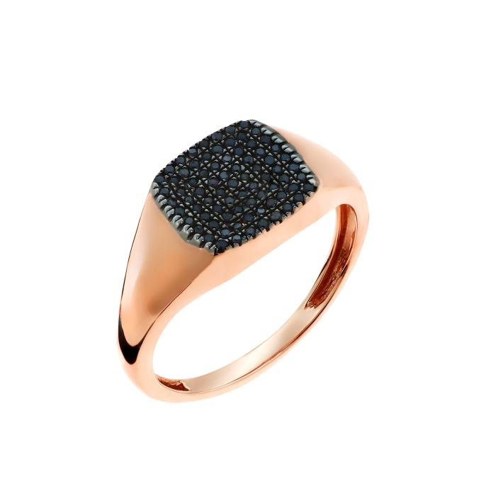 Δαχτυλίδι Ροζ Χρυσός Κ14 με Μαύρα Διαμάντια SKU-45784