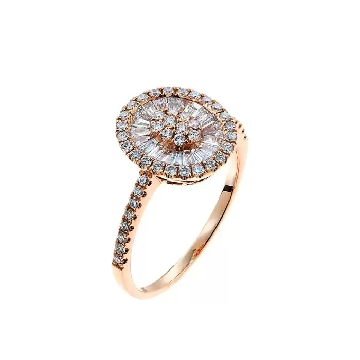 SKU-45013 / Δαχτυλίδι Ροζ Χρυσός Κ18 με Διαμάντια