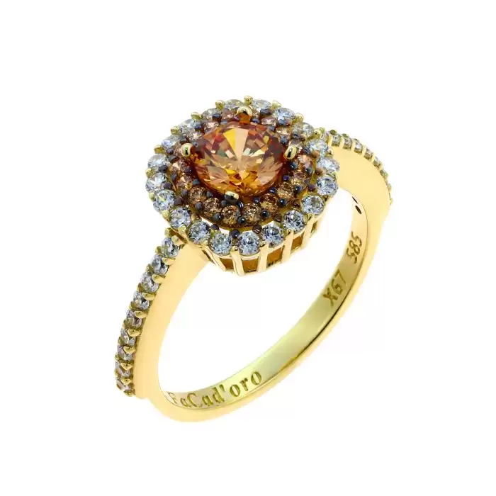 SKU-45967 / Δαχτυλίδι Ροζέτα Facad’oro Χρυσός Κ14 με Ζιργκόν