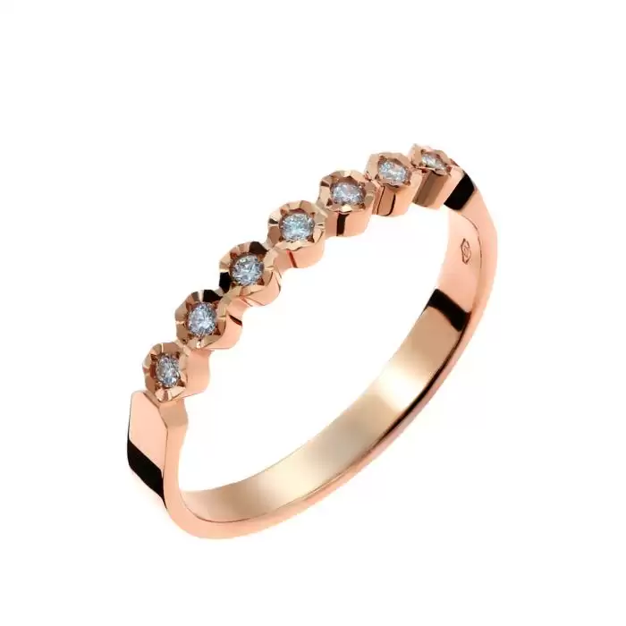 SKU-45597 / Δαχτυλίδι Σειρέ Ροζ Χρυσός Κ18 με Διαμάντια