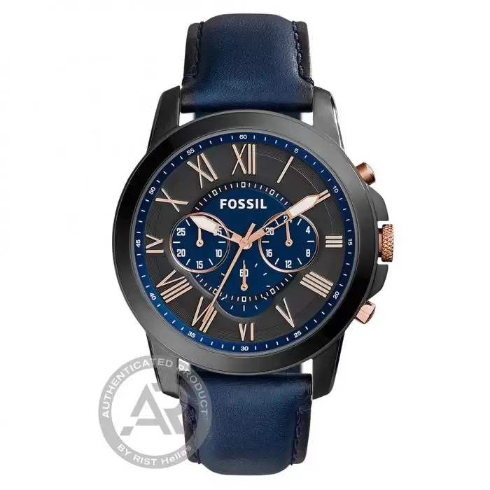 SKU-45501 / FOSSIL Grant Chronograph Blue Leather Strap