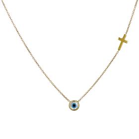 Κολιέ Ματάκι Χρυσός Κ9 με Φίλντισι SKU-45772