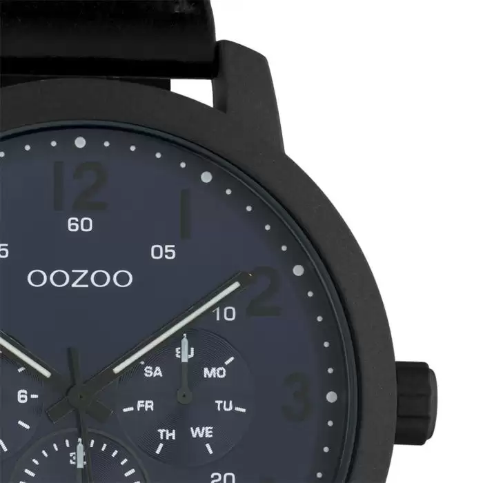 SKU-45670 / OOZOO Timepieces Summer Black Leather Strap
