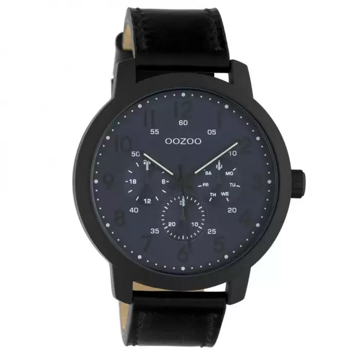SKU-45670 / OOZOO Timepieces Summer Black Leather Strap