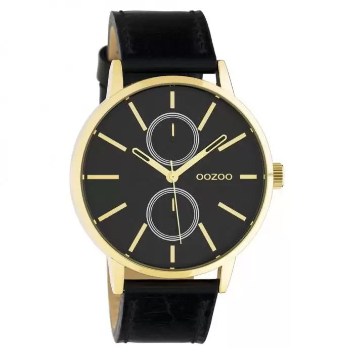 SKU-45683 / OOZOO Timepieces Summer Black Leather Strap