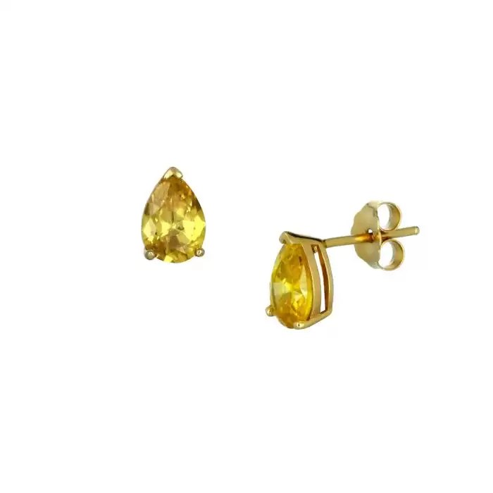 SKU-45198 / Σκουλαρίκια Δάκρυ Χρυσός Κ14 με Ζιργκόν