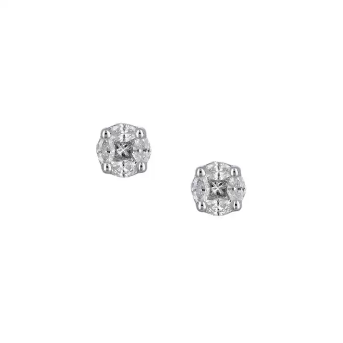 SKU-45025 / Σκουλαρίκια Λευκόχρυσος Κ18 με Διαμάντια