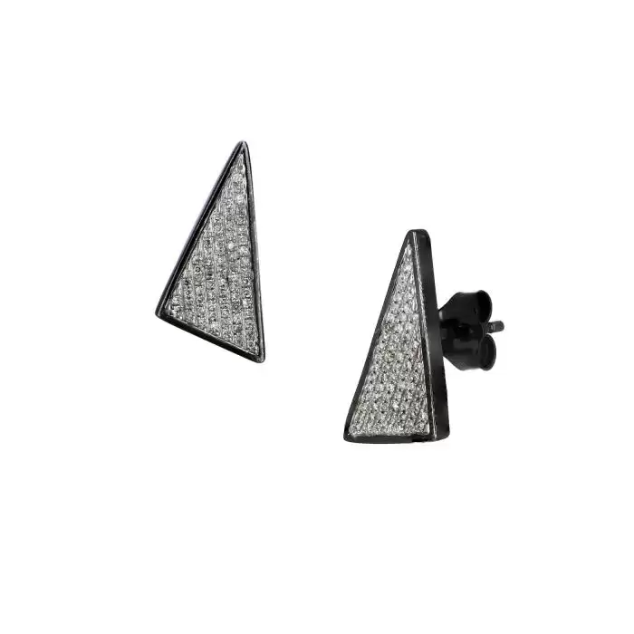 SKU-45800 / Σκουλαρίκια Λευκόχρυσος Κ14 με Διαμάντια