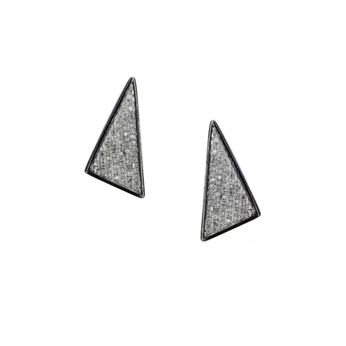 SKU-45800 / Σκουλαρίκια Λευκόχρυσος Κ14 με Διαμάντια