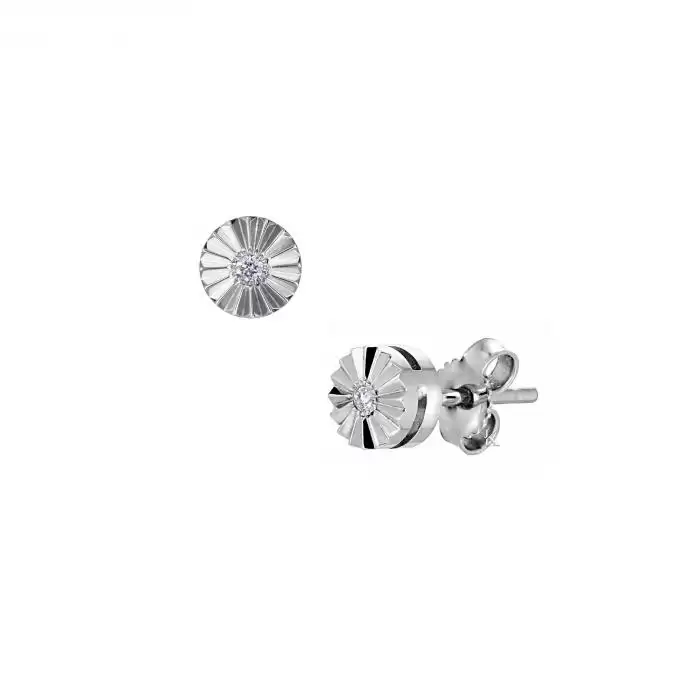SKU-45079 / Σκουλαρίκια Λευκόχρυσος Κ18 με Διαμάντια 