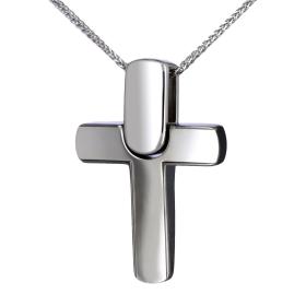 Σταυρός Χειροποίητος Ανδρικός Λευκόχρυσος Κ14 SKU-45007