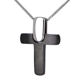 Σταυρός Χειροποίητος Ανδρικός Λευκόχρυσος Κ14 SKU-45007