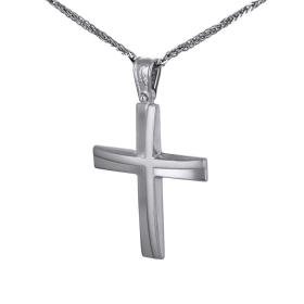 Σταυρός Λευκόχρυσος Κ14	με Λουστρέ & Ματ Φινίρισμα SKU-45541