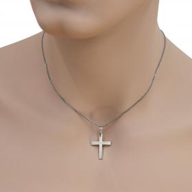 Σταυρός Λευκόχρυσος Κ14	με Λουστρέ & Ματ Φινίρισμα SKU-45541