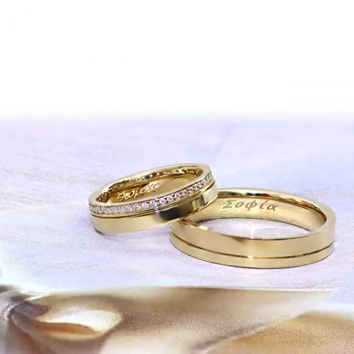 SKU-46670 / Βέρες Γάμου Jeweler Χρυσός Κ14-Κ18 με Διαμάντια