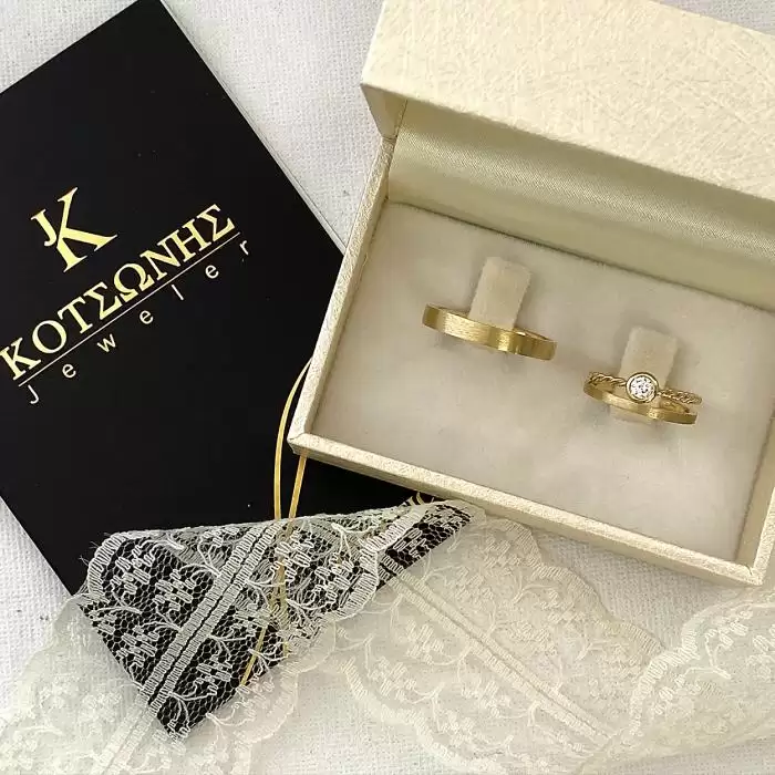 Βέρες Γάμου Jeweler Χρυσός Κ9-Κ14-Κ18 με Ζιργκόν SKU-46878