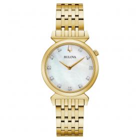 Ρολόι Γυναικείο BULOVA με 11 Διαμάντια & Χρυσό Μπρασελέ από Ανοξείδωτο Ατσάλι | 97P149 SKU-46130