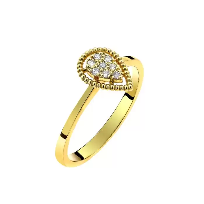 SKU-46246 / Δαχτυλίδι Δάκρυ Χρυσός Κ18 με Διαμάντια