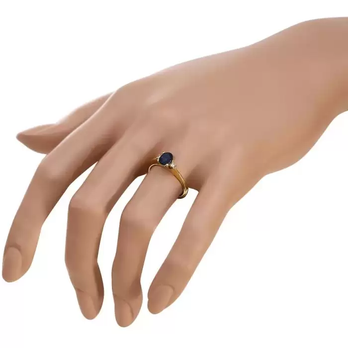 SKU-46224 / Δαχτυλίδι Χρυσός Κ18 με Ζαφείρι & Διαμάντια