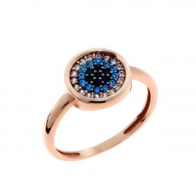 Δαχτυλίδι Ματάκι Ροζ Χρυσός Κ14 με Ζιργκόν SKU-46082
