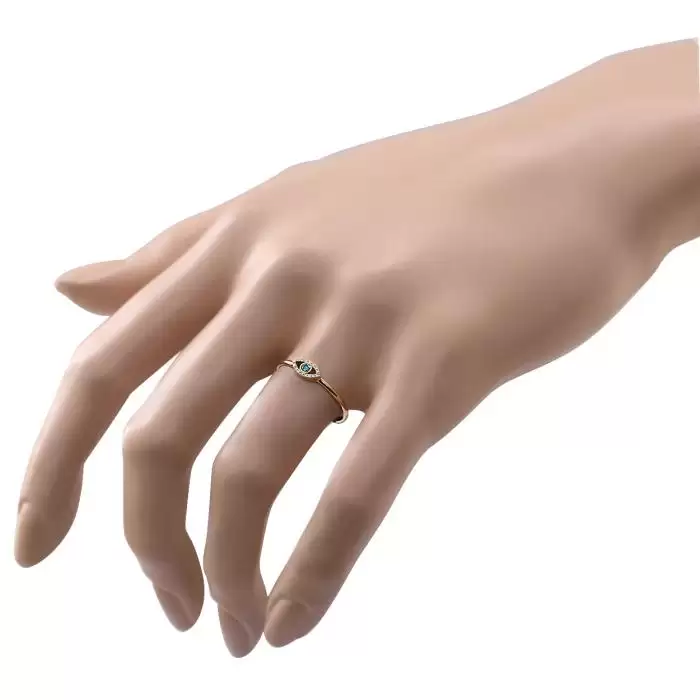 Δαχτυλίδι Μάτι Χρυσός Κ18 με Μπλε & Λευκά Διαμάντια SKU-46832