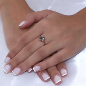 Δαχτυλίδι Ροζ Χρυσός Κ18 με Brown Diamonds & Μαύρο Πλατίνωμα SKU-46884