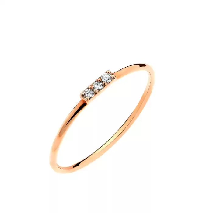 SKU-46199 / Δαχτυλίδι Ροζ Χρυσός Κ18 με Διαμάντια