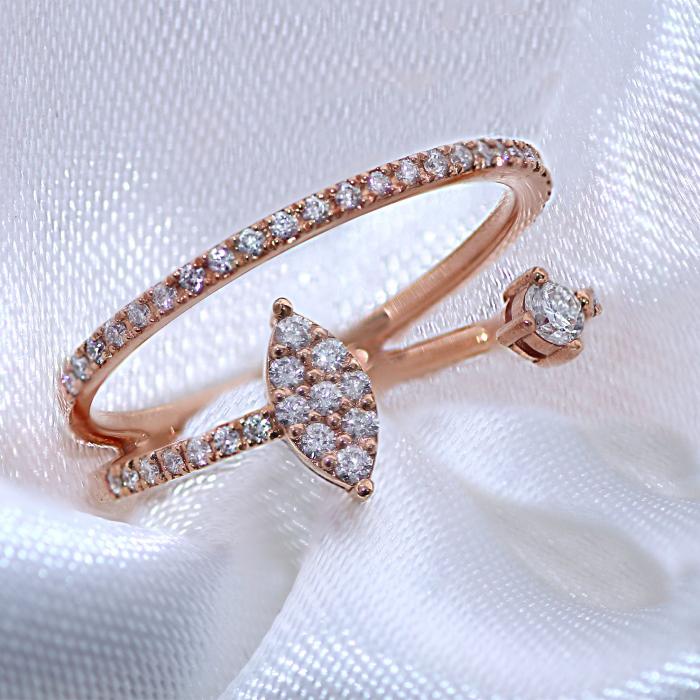 Δαχτυλίδι Ροζ Χρυσός Κ18 με Διαμάντια