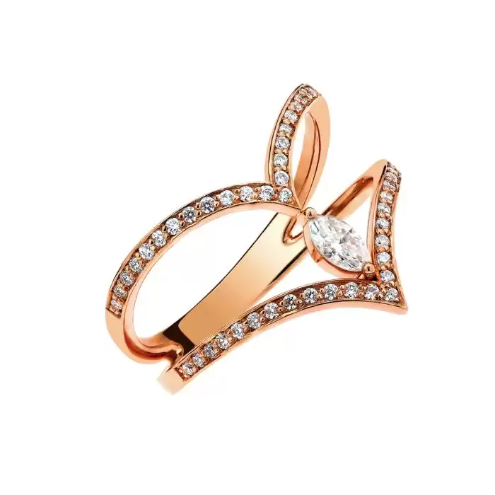 SKU-46211 / Δαχτυλίδι Ροζ Χρυσός Κ18 με Διαμάντια
