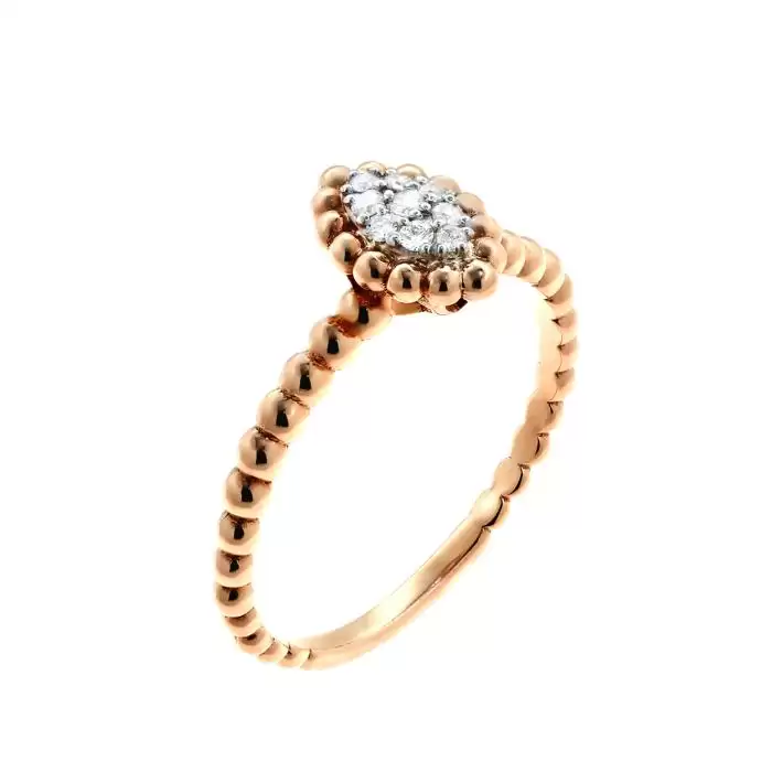 SKU-46719 / Δαχτυλίδι Ροζ Χρυσός Κ18 με Διαμάντια