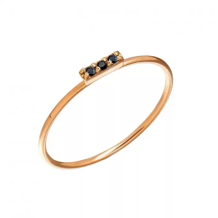 SKU-46200 / Δαχτυλίδι Ροζ Χρυσός Κ18 με Μαύρα Διαμάντια