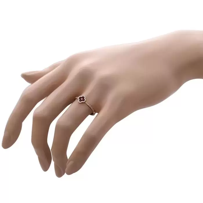 SKU-46421 /  Δαχτυλίδι Ροζ Χρυσός Κ18 με Ρουμπίνια & Διαμάντια