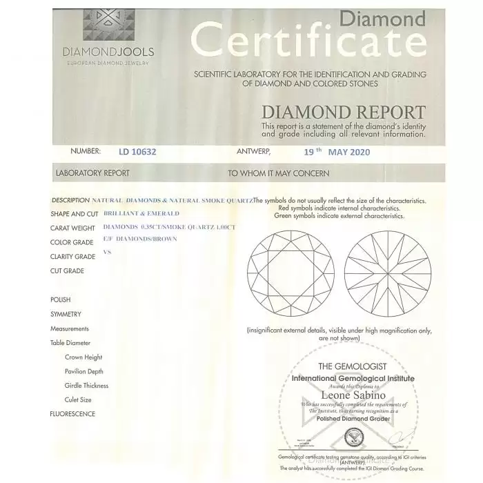 SKU-46886 / Δαχτυλίδι Ροζέτα Λευκόχρυσος Κ18 με Smoke Quartz & Διαμάντια