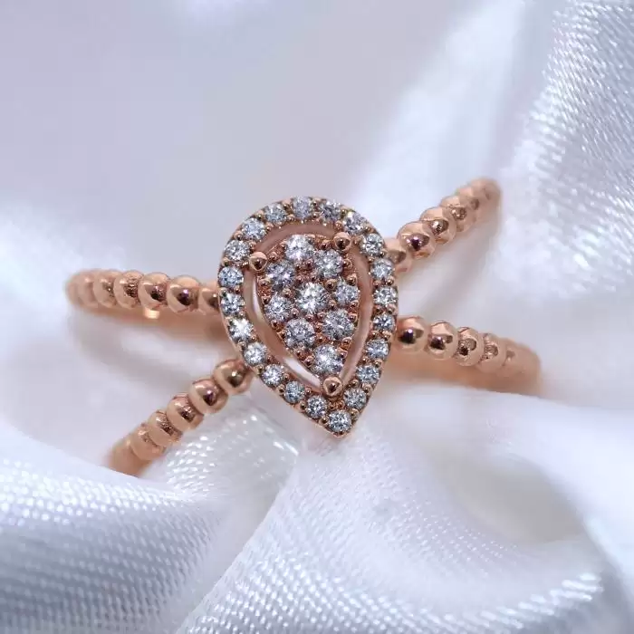 Δαχτυλίδι Ροζέτα Ροζ Χρυσός Κ18 με Διαμάντια