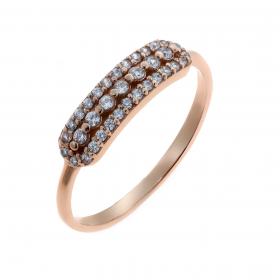 Δαχτυλίδι Σειρέ Ροζ Χρυσός Κ14 με Ζιργκόν 