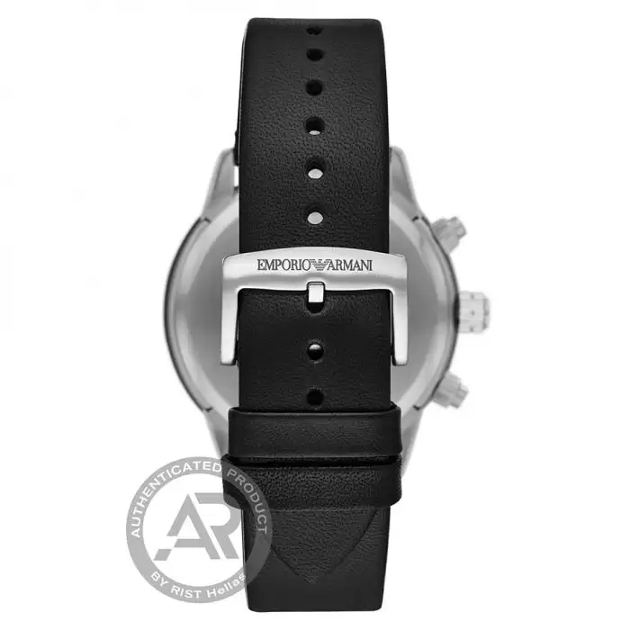SKU-46143 / EMPORIO ARΜΑΝΙ Mario Chronograph Black Leather Strap